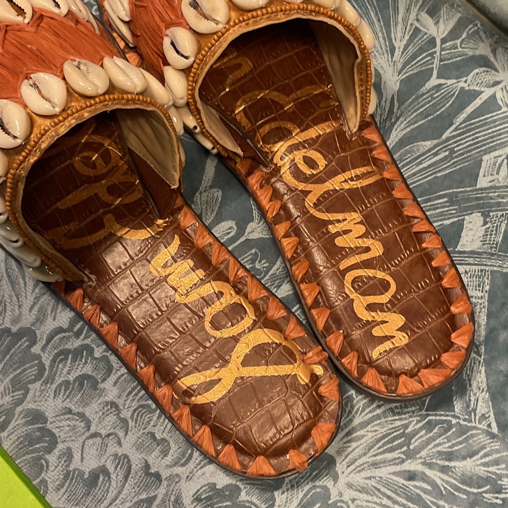 Sam Edelman Gale Raffia Shell Slide Sandals - Picture 4 of 7